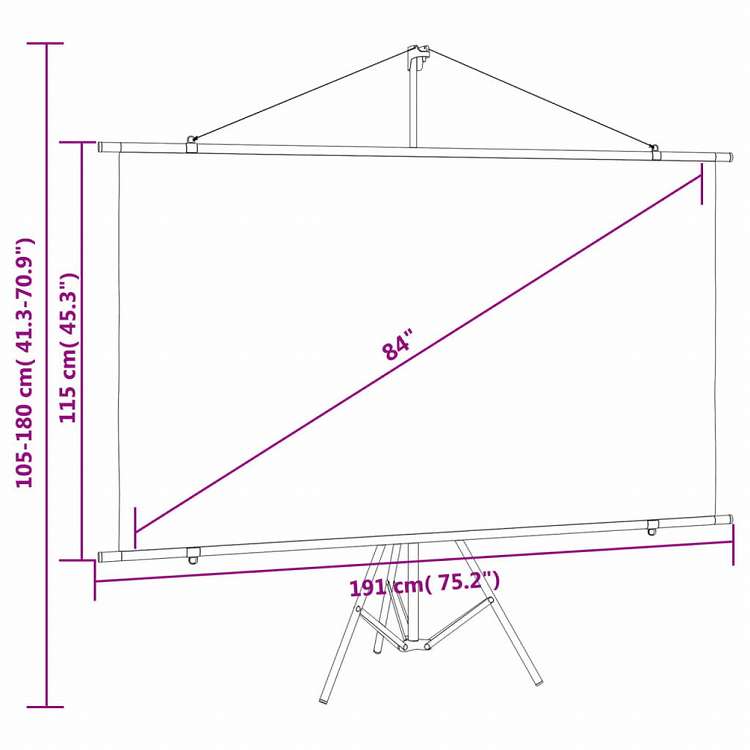 vidaXL プロジェクタースクリーン 三脚付き 84インチ 16:9電子機器 ビデオ ビデオアクセサリ プロジェクター用アクセサリー プロジェクションスクリーン(代引不可)