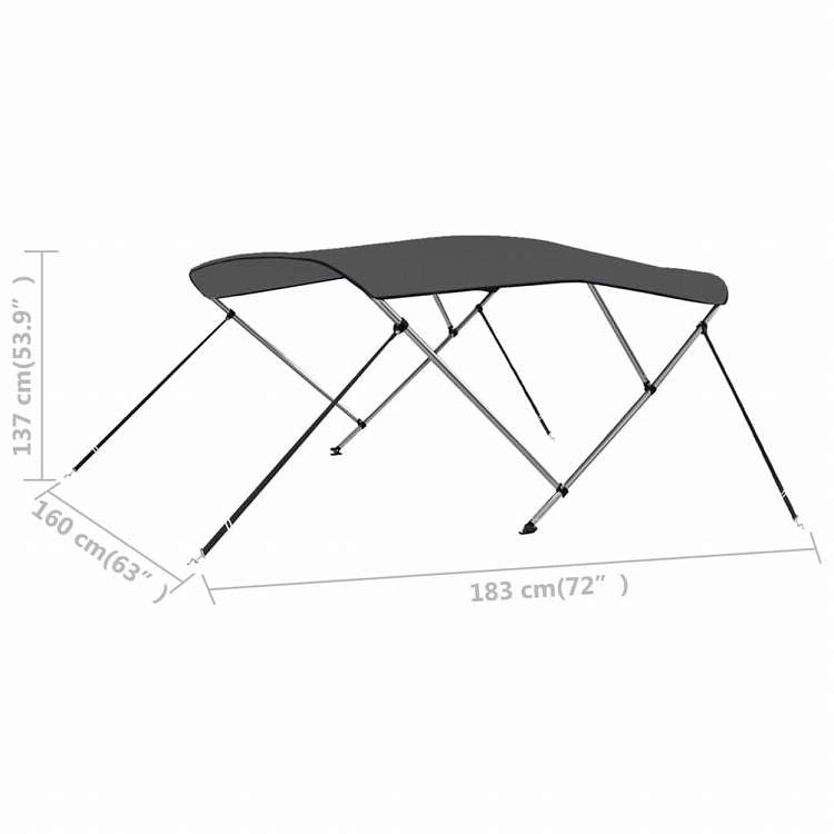 vidaXL ビミニトップ ステー3本タイプ アントラシート 183x160x137cm自動車&部品 自動車部品&アクセサリー 車両メンテナンス・ケア・装飾 自動車用カバー ストレージ・ボディカバー(代引不可)