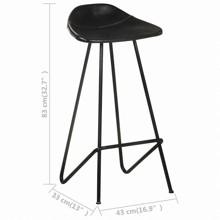 vidaXL バースツール 4点 ブラック 本山羊革製家具 チェア テーブル・バースツール(代引不可)