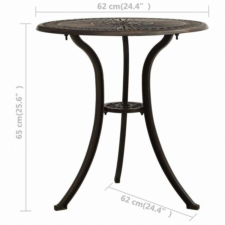 vidaXL ビストロ 3点セット アルミ鋳物 ブロンズ家具 アウトドア家具 屋外家具セット(代引不可)