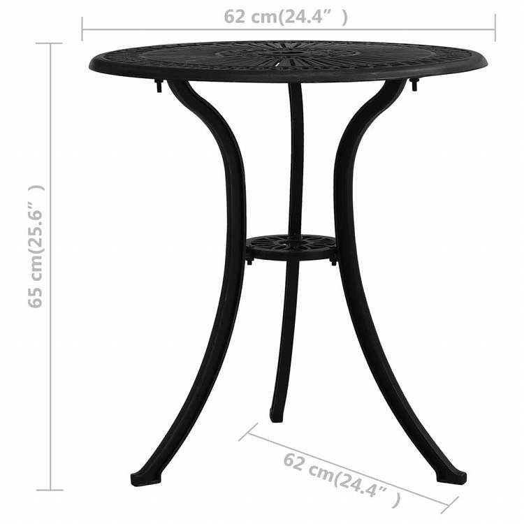 vidaXL ビストロ 3点セット アルミ鋳物 ブラック家具 アウトドア家具 屋外家具セット(代引不可)
