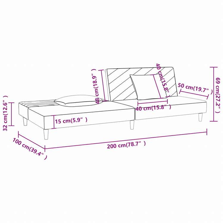 vidaXL 2人掛けソファベッド ピロー2点付き ダークグレー ファブリック家具 ソファ(代引不可)