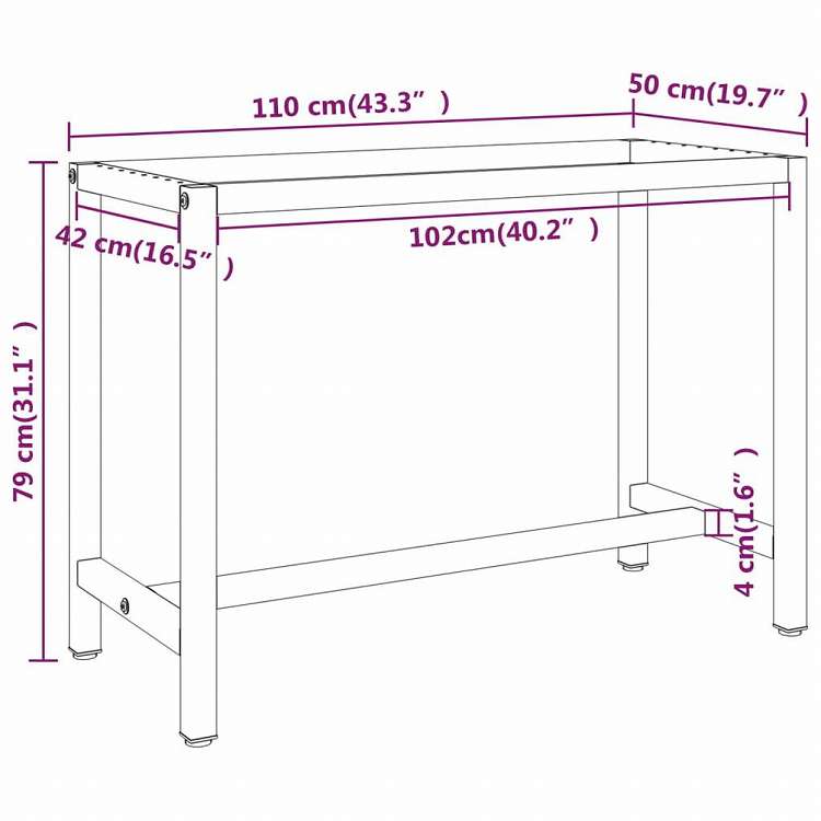 vidaXL ワークベンチフレーム マットブラック&マットレッド 110x50x79 cm メタル家具 テーブル用品 テーブル脚(代引不可)