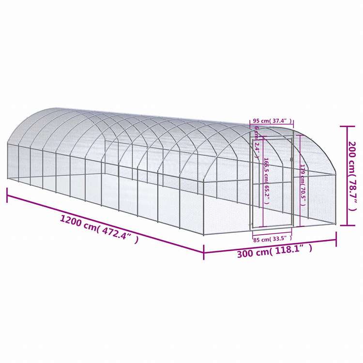 vidaXL 屋外鶏小屋 3x12x2 m 亜鉛メッキ鋼製動物&ペット用品 ペット用品 小動物用品 小動物 飼育・ケージ(代引不可)