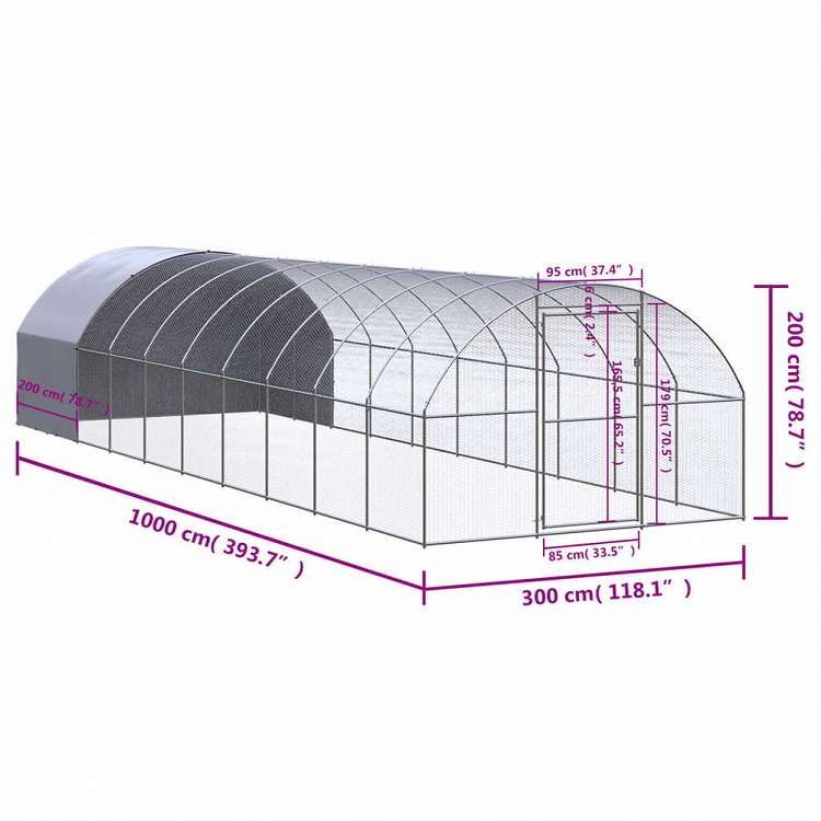 vidaXL 屋外鶏小屋 3x10x2 m 亜鉛メッキ鋼製動物&ペット用品 ペット用品 小動物用品 小動物 飼育・ケージ(代引不可)