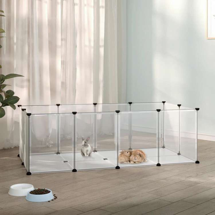 vidaXL 小動物ケージ 透明 144x74x46.5cm PP&スチール動物&ペット用品 