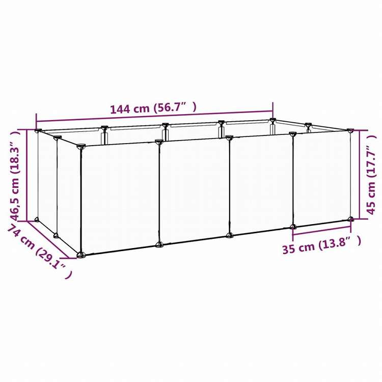 vidaXL 小動物ケージ 透明 144x74x46.5cm PP&スチール動物&ペット用品 ペット用品 小動物用品 小動物 飼育・ケージ(代引不可)