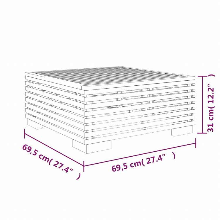 vidaXL ガーデンコーヒーテーブル 69.5x69.5x31cm チーク無垢材家具 アウトドア家具 屋外椅子 屋外用組み合わせソファセット(代引不可)
