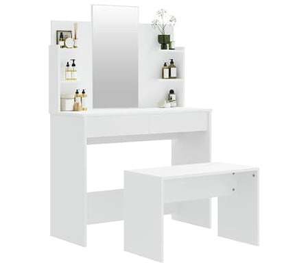 vidaXL ドレッシングテーブルセット ホワイト 96x40x142cm家具 キャビネット&収納 洗面・化粧台ユニット 寝室用化粧用テーブル(代引不可)