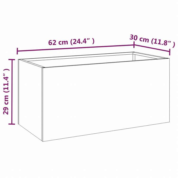 vidaXL プランター ― 62x30x29 cm コルテン鋼ホーム&ガーデン 芝&ガーデン ガーデニング 鉢植え・プランター(代引不可)