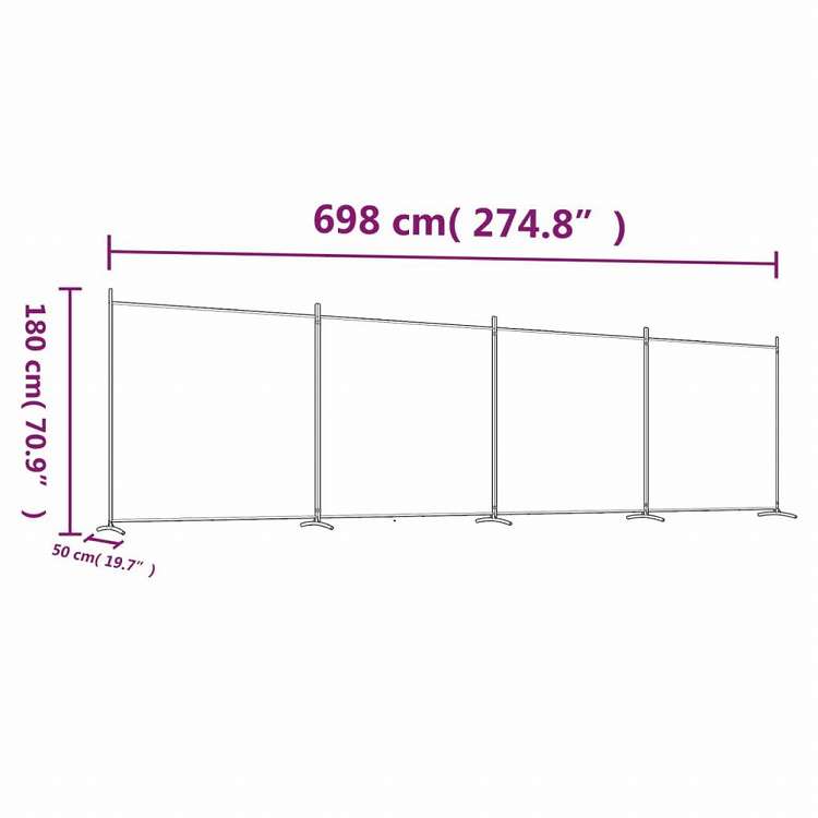 vidaXL 6枚パネル 間仕切り ブラック 698x180 cm 布製家具 間仕切り(代引不可)