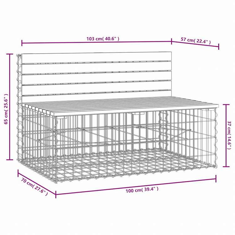 vidaXL ガーデンベンチ 蛇籠デザイン 103x70x65 cm ダグラス無垢材家具 アウトドア家具 屋外椅子 アウトドアベンチ(代引不可)