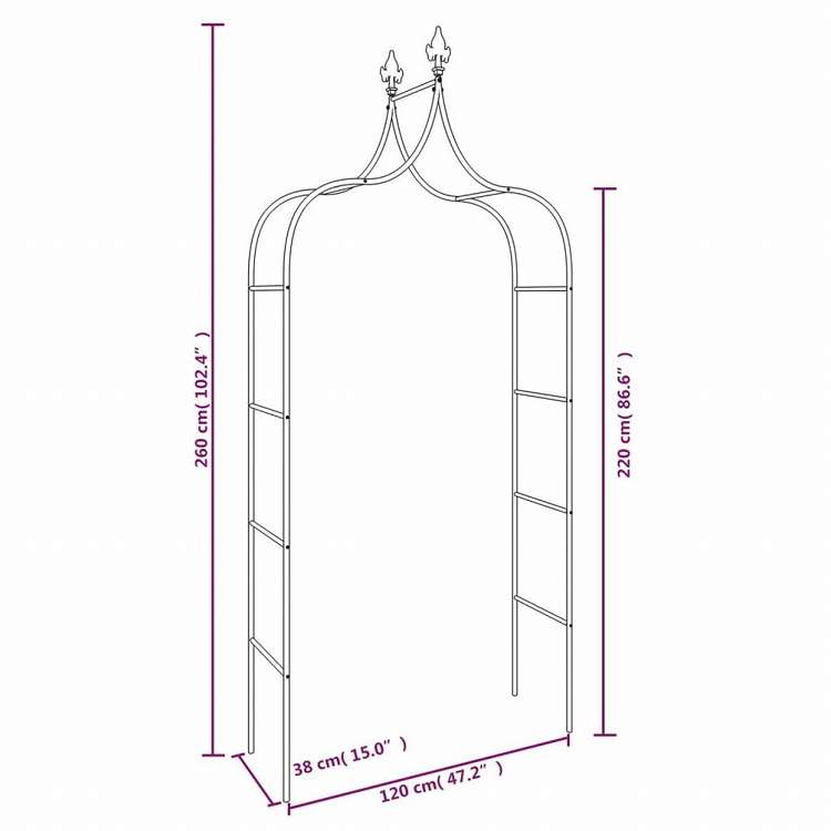 vidaXL ガーデンアーチ 2点 ブラック 120x38x260 cm スチール製ホーム&ガーデン 芝&ガーデン アウトドアリビング アウトドアストラクチャー ガーデンアーチ・トレリス・アーバー・ぺルゴラ(代引不可)