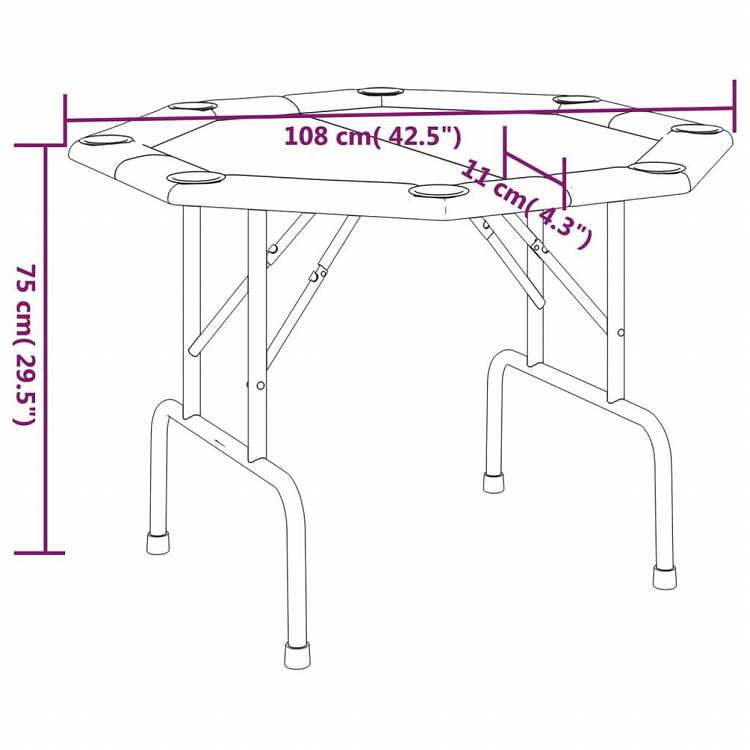 vidaXL 8人用 折りたたみ式ポーカーテーブル グリーン 108x108x75 cm家具 テーブル ポーカー・ゲーム用テーブル(代引不可)
