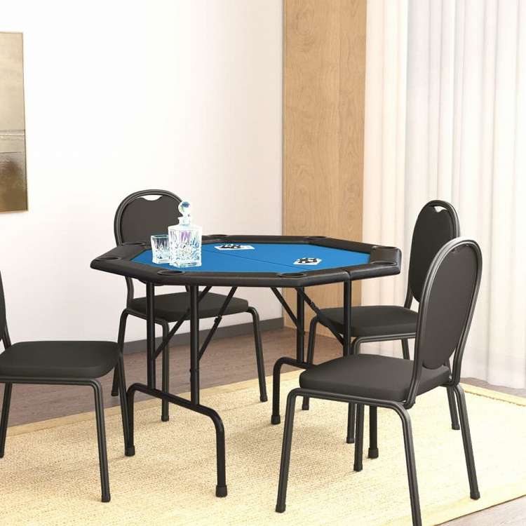 vidaXL 8人用 折りたたみ式ポーカーテーブル ブルー 108x108x75 cm家具