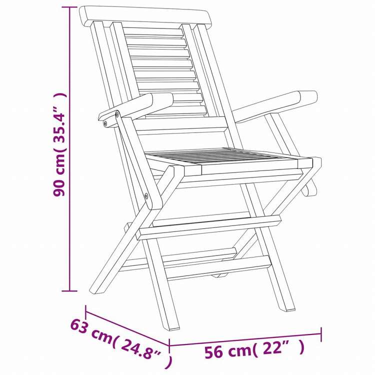 vidaXL 折りたたみガーデンチェア 8点 56x63x90 cm チーク無垢材家具 アウトドア家具 屋外椅子 アウトドアベンチチェア(代引不可)