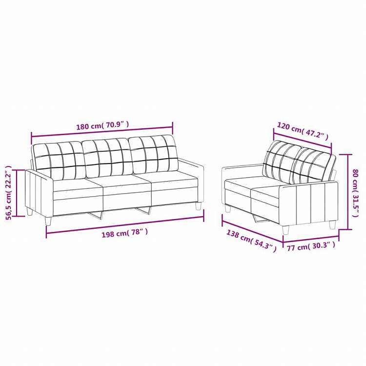 vidaXL ソファ2点セット クッション付 ブラック 合成皮革張り家具 ソファ(代引不可)