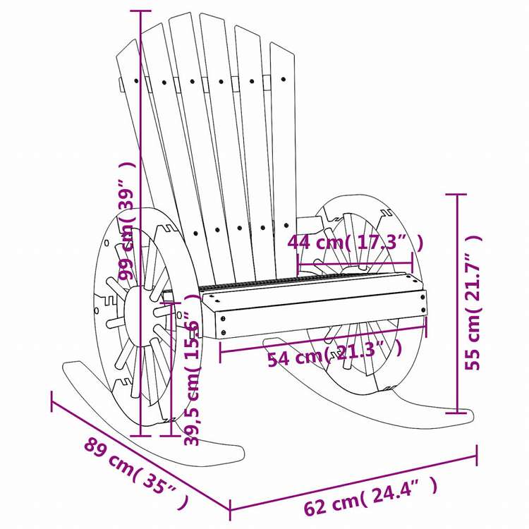 vidaXL ロッキングアディロンダックチェア モミ無垢材家具 アウトドア家具 屋外椅子 アウトドアベンチチェア(代引不可)