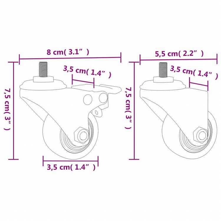 vidaXL キャスターホイール 4個 ブラック 35 mm 鉄ハードウェア ハードウェアアクセサリ キャスター(代引不可)