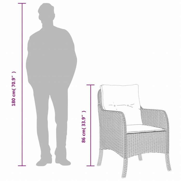 vidaXL ガーデンダイニング7点セット クッション付き ポリラタン製 グレー家具 アウトドア家具 屋外家具セット(代引不可)