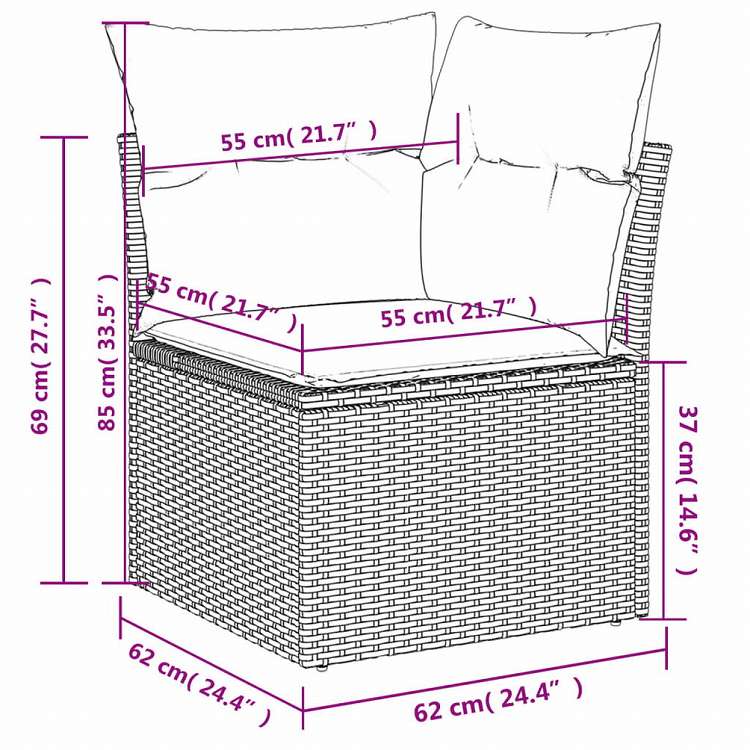 vidaXL ガーデンソファ7点セット クッション付き グレー ポリラタン家具 アウトドア家具 屋外家具セット(代引不可)