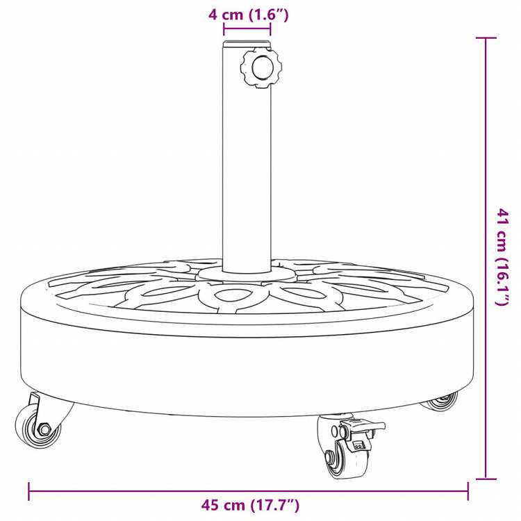 vidaXL パラソルベース ホイール付き O38 / 48 mm ポール用 27 kg ラウンドホーム&ガーデン 芝&ガーデン アウトドアリビング アウトドアアンブレラ&パラソルアクセサリー 屋外用アンブレラ土台(代引不可)