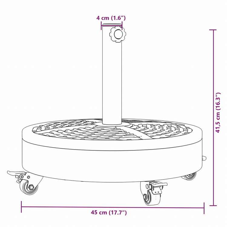 vidaXL パラソルベース ホイール付き O38 / 48 mm ポール用 27 kg ラウンドホーム&ガーデン 芝&ガーデン アウトドアリビング アウトドアアンブレラ&パラソルアクセサリー 屋外用アンブレラ土台(代引不可)
