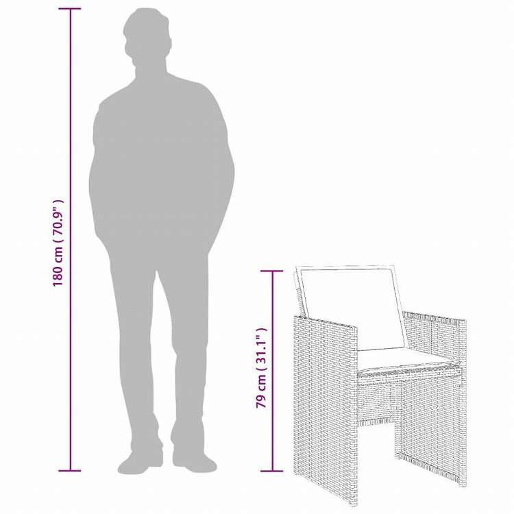 vidaXL ガーデンダイニング9点セット クッション付き ブラック ポリラタン製家具 アウトドア家具 屋外家具セット(代引不可)