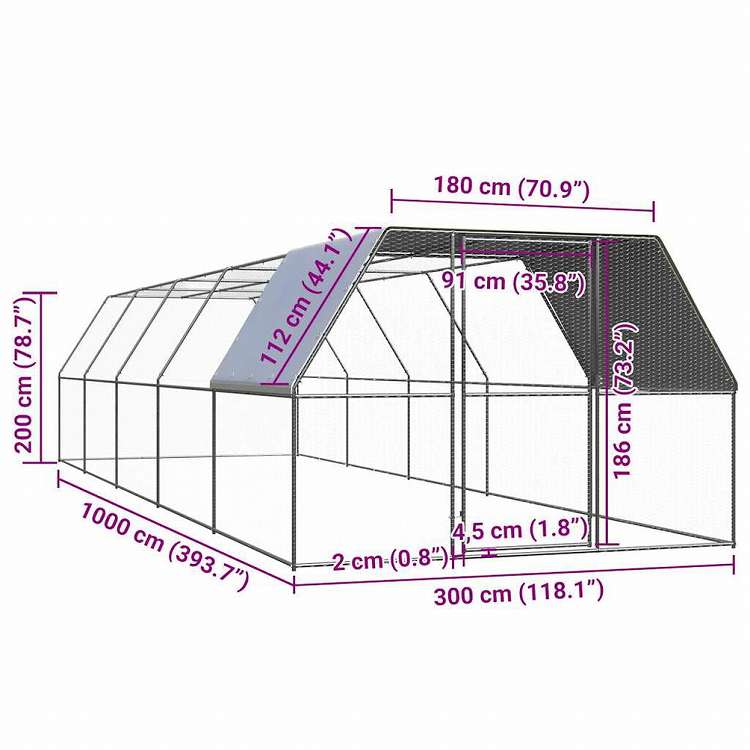 vidaXL 鶏小屋 3x10x2m 亜鉛メッキ鋼製動物&ペット用品 ペット用品 小動物用品 小動物 飼育・ケージ(代引不可)