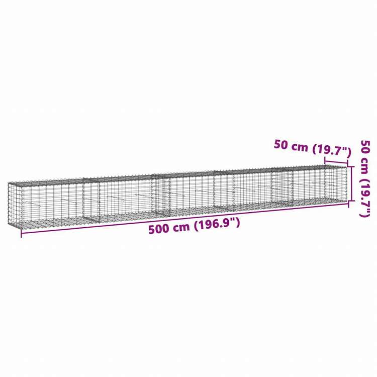 vidaXL 蛇籠バスケット カバー付き 500x50x50cm 亜鉛メッキ鉄ホーム&ガーデン 芝&ガーデン ガーデニング 鉢植え・プランター(代引不可)