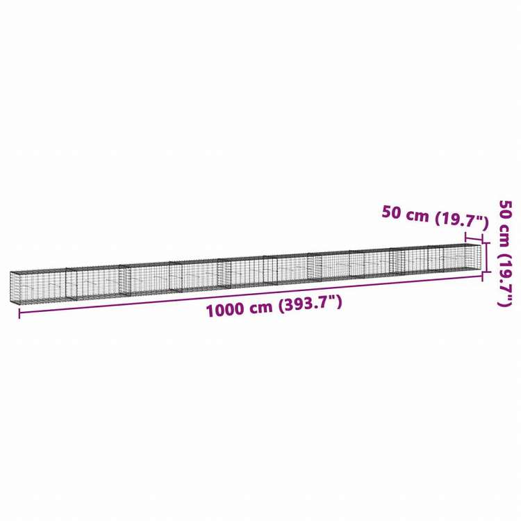 vidaXL 蛇籠バスケット カバー付き 1000x50x50cm 亜鉛メッキ鉄ホーム&ガーデン 芝&ガーデン ガーデニング 鉢植え・プランター(代引不可)