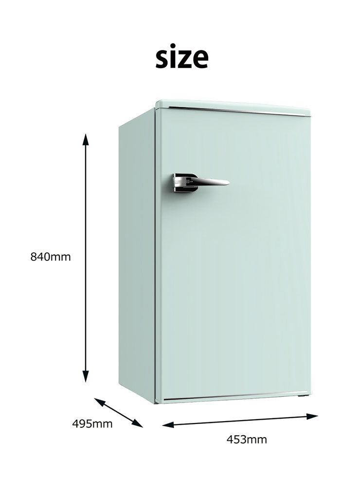 1ドアレトロ冷蔵庫 85L RT-185 グリーン 小型 コンパクト 冷蔵庫