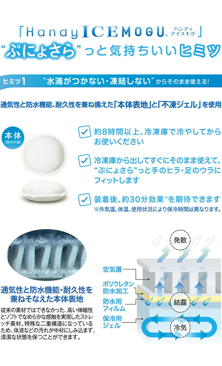MOGU ハンディアイスモグ 2個入り ぷにょさらの触感と冷たさがホテッたカラダにめっちゃ気持ちいい 手 足 アイシング ひんやり グッズ 安眠 快眠 冷却 冷たい