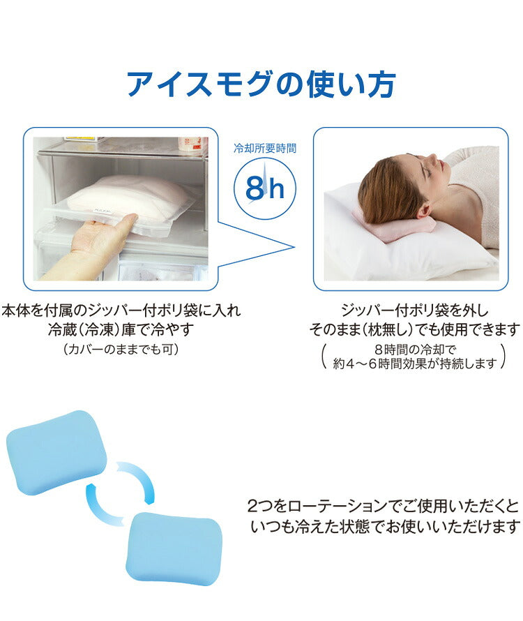 MOGU アイスモグ ひんやり枕 日本製 冷たい枕 ジェル枕 冷感枕 クール枕 安眠用 発熱時用 保冷剤 アイシング 氷枕 熱中症対策 枕 猛暑対策 冷却用