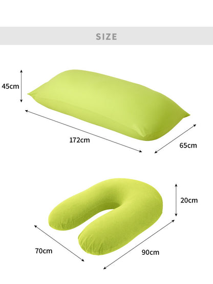 MAXとサポートのセット! MOGU パウダーMAX パウダーサポート 特大 大きい 抱き枕 U字 カバー付き ビーズ クッション ソファ 日本製 ロングピロー 妊婦 マタニティ 横向き寝 抱きまくら まくら 国産