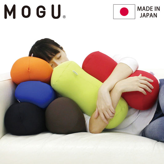 ポムポムクッション 日本製 MOGU モグ パウダービーズ へたりにくい ビーズクッション 15cm コンパクト ボルスター 小さい ミニ もちもち クッション 背中 腰 背当て 背もたれ プレゼント ギフト(代引不可)
