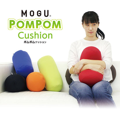 ポムポムクッション 日本製 MOGU モグ パウダービーズ へたりにくい ビーズクッション 15cm コンパクト ボルスター 小さい ミニ もちもち クッション 背中 腰 背当て 背もたれ プレゼント ギフト(代引不可)