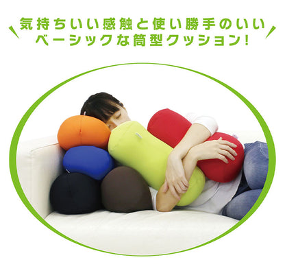 ポムポムクッション 日本製 MOGU モグ パウダービーズ へたりにくい ビーズクッション 15cm コンパクト ボルスター 小さい ミニ もちもち クッション 背中 腰 背当て 背もたれ プレゼント ギフト(代引不可)