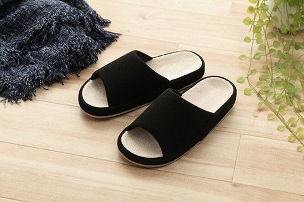 スリッパ/ルームシューズ 【アイボリー Mサイズ】 前あき オールシーズン コンフォート 〔リビング 来客 オフィス 在宅ワーク〕 (代引不可)