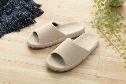 スリッパ/ルームシューズ 【アイボリー Mサイズ】 前あき オールシーズン コンフォート 〔リビング 来客 オフィス 在宅ワーク〕 (代引不可)