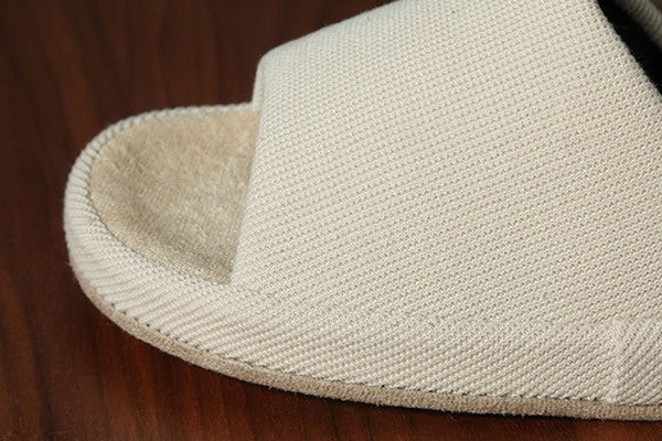 スリッパ/ルームシューズ 【アイボリー Mサイズ】 前あき オールシーズン コンフォート 〔リビング 来客 オフィス 在宅ワーク〕 (代引不可)