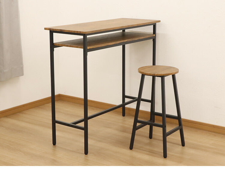 カウンターテーブル 棚付き 幅100×奥行き40cm カウンター ハイテーブル カウンターデスク スリム パソコンデスク テレワーク 在宅勤務 対面 収納 テーブル(代引不可)