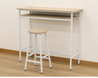 カウンターテーブル 棚付き 幅100×奥行き40cm カウンター ハイテーブル カウンターデスク スリム パソコンデスク テレワーク 在宅勤務 対面 収納 テーブル(代引不可)