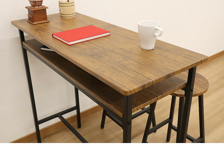 カウンターテーブル 棚付き 幅100×奥行き40cm カウンター ハイテーブル カウンターデスク スリム パソコンデスク テレワーク 在宅勤務 対面 収納 テーブル(代引不可)