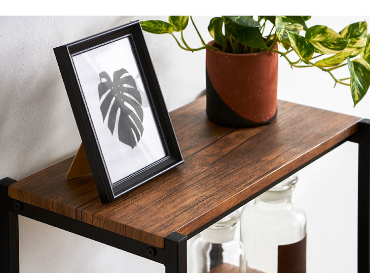 ヴィンテージ 四段ラック 4段 ラック 幅50 奥行き30 収納 オープンラック スチールラック 茶 ブラウン シェルフ 木目調 おしゃれ 棚 本棚(代引不可)