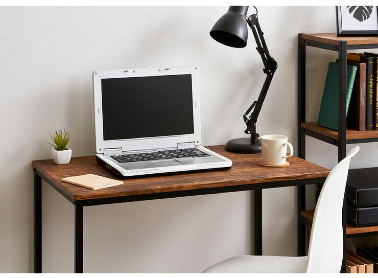 ヴィンテージ デスク 幅80 奥行き50 PCデスク 作業机 机 アンティーク 茶 ブラウン ヴィンテージ おしゃれ 北欧 在宅 スチール I字 収納(代引不可)