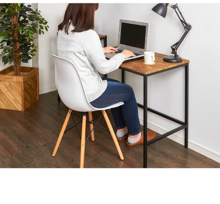 ヴィンテージ デスク 幅80 奥行き50 PCデスク 作業机 机 アンティーク 茶 ブラウン ヴィンテージ おしゃれ 北欧 在宅 スチール I字 収納(代引不可)