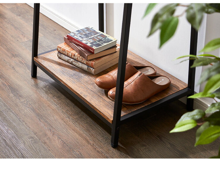 ヴィンテージ ハンガーラック ラック 棚付き 収納棚付き アンティーク 茶系 ブラウン系 おしゃれ シンプル 男前家具 衣類収納(代引不可)