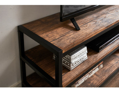 ヴィンテージ ローボード テレビボード テレビ台 棚付き 3段ラック 三段 ラック 収納 オープンラック AVボード 茶系(代引不可)