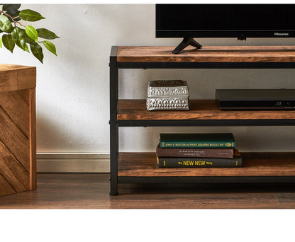 ヴィンテージ ローボード テレビボード テレビ台 棚付き 3段ラック 三段 ラック 収納 オープンラック AVボード 茶系(代引不可)